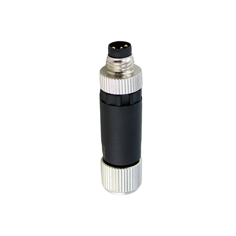 M8 3pins A code male straight plastic assembly connector,unshielded,suitable cable outer diameter 3.5mm-5.0mm